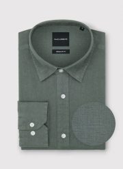 PAKO LORENTE - Lniana koszula męska w kolorze zielonym. Zielone koszule męskie Pako Lorente, na lato, m, bez wzorów, ze lnu, casualowe, bez kołnierzyka, bez ramiączek. Za 299.99 zł.