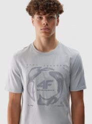 4F T-shirt regular z nadrukiem męski - szary S. Szare t-shirty męskie 4F, m, bez wzorów, z bawełny, bez kołnierzyka, bez ramiączek. Za 29.99 zł.