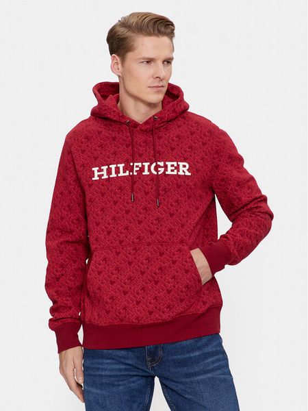 Tommy Hilfiger Bluza Aop Monogram MW0MW32703 Czerwony Regular Fit. Czerwone bluzy męskie Tommy Hilfiger, m, bez wzorów, z bawełny, bez ramiączek, bez kaptura. Za 359.99 zł.