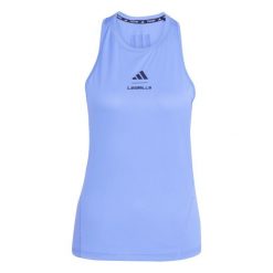 Damski tank top adidas Lesmills. Niebieskie topy damskie Adidas, bez wzorów, sportowe, bez kołnierzyka, bez ramiączek. Za 164.50 zł.
