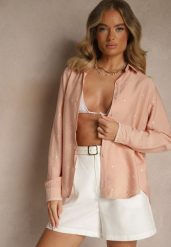 Różowa Koszula z Wiskozy w Serca Koliselle. Czerwone koszule damskie Renee, l, bez wzorów, z wiskozy, eleganckie, bez kołnierzyka, bez ramiączek. Za 79.99 zł.