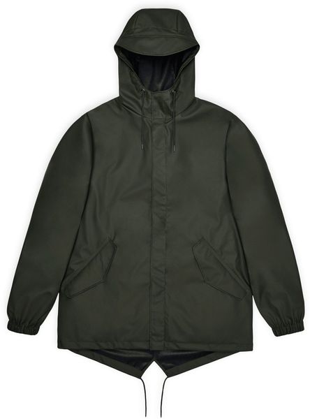 Rains płaszcz przeciwdeszczowy unisex FISHTAIL JACKET W3 18010 03 GREEN L. Zielone płaszcze damskie Rains, l, bez wzorów, sportowe, bez kołnierzyka, bez kaptura. Za 756.44 zł.