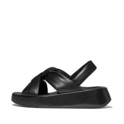 Sandały damskie FitFlop F-Mode Knot Soft-Leather Flatform B/Strap. Czarne sandały damskie Flip Flop, bez wzorów, z materiału, bez obcasa, na płaskiej podeszwie, bez zapięcia. Za 577.90 zł.