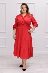 Zmysłowa czerwona bawełniana sukienka Harmony Chic plus size. Czerwone sukienki damskie Moda Size Plus Iwanek, l, bez wzorów, z bawełny, eleganckie, bez kołnierzyka, plus size, bez ramiączek, mini. Za 379.90 zł.