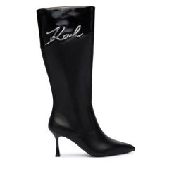 Kozaki KARL LAGERFELD. Czarne kozaki damskie KARL LAGERFELD, bez wzorów, bez obcasa, na szpilce, bez zapięcia. Za 1,169.00 zł.