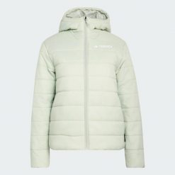Kurtka z kapturem z ociepleniem Terrex Multi Essentials CLIMAWARM. Zielone kurtki sportowe damskie Adidas, uniwersalny, bez wzorów, z puchu, bez ramiączek, z kapturem, trekkingowe, ClimaWarm (Adidas). Za 439.00 zł.