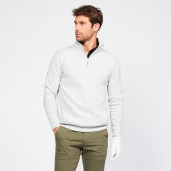 Sweter do golfa męski Inesis MW500. Szare swetry męskie INESIS, m, bez wzorów, z bawełny, bez kołnierzyka, bez ramiączek. Za 159.99 zł.