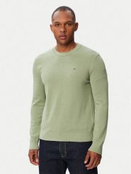 Tommy Jeans Sweter Essential DM0DM22853 Zielony Slim Fit. Zielone swetry męskie Tommy Jeans, m, bez wzorów, z bawełny, bez kołnierzyka, bez ramiączek. Za 369.99 zł.