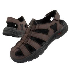 Buty sandały męskie Skechers Arch Fit. Brązowe sandały męskie Skechers, na lato, bez wzorów, ze skóry ekologicznej, bez zapięcia. Za 199.00 zł.