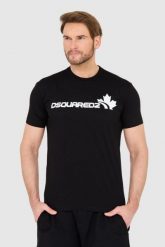 DSQUARED2 Czarny bawełniany t-shirt z dużym logo. Czarne t-shirty męskie Dsquared2, l, bez wzorów, z bawełny, bez kołnierzyka, bez ramiączek. W wyprzedaży za 699.99 zł.