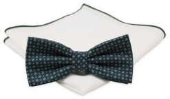 Szara Mucha z Białą Poszetką -CHATTIER- Męska, w Niebiesko-Granatowe Kwiatki. Szare krawaty i muchy Chattier, bez wzorów, eleganckie. Za 59.00 zł.