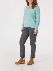 Sweter Damski TBS Enolaver. Zielone swetry nierozpinane damskie TBS, xl, bez wzorów, z bawełny, eleganckie, bez kołnierzyka, bez ramiączek. Za 369.00 zł.