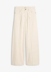 Jeansy super wide leg palazzo, mid waist. Niebieskie jeansy damskie bonprix, bez wzorów, z jeansu. Za 147.99 zł.