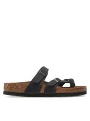Birkenstock Klapki Mayari 0171481 Czarny. Czarne klapki damskie Birkenstock, bez wzorów, z nubiku, bez obcasa, bez zapięcia. Za 539.99 zł.