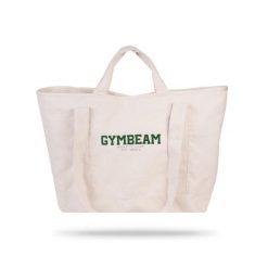 Torba fitness płócienna 30 l beżowa Athletic Club. Brązowe torby na laptopa damskie GYMBEAM, bez wzorów, z bawełny. Za 75.90 zł.