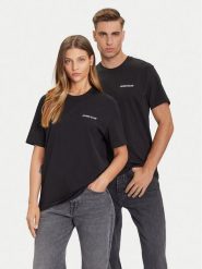Guess Jeans T-Shirt M5BI78 K8FQ4 Czarny Regular Fit. Czarne t-shirty damskie Guess Jeans, m, z aplikacjami, z bawełny, bez kołnierzyka, bez ramiączek. Za 109.99 zł.