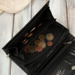 Paolo Peruzzi Klasyczny skórzany portfel damski poziomy duży czarny AL-07-BL. Czarne portfele damskie Paolo Peruzzi. Za 138.72 zł.