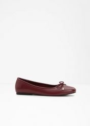 Baleriny z kokardką. Czerwone balerinki damskie bonprix, bez wzorów, eleganckie, bez obcasa, bez zapięcia. Za 77.99 zł.