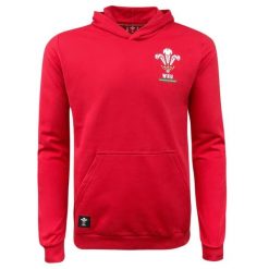 Bluza z kapturem Walia Rugby XV Merch CA Groc. Czerwone bluzy damskie Macron, bez wzorów, z dresówki, sportowe, bez ramiączek, z kapturem. Za 296.50 zł.