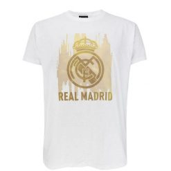 Koszulka z herbem Realu Madryt dla dorosłych unisex. Białe bluzki damskie REAL MADRID, s, bez wzorów, sportowe, bez kołnierzyka, bez ramiączek. W wyprzedaży za 101.55 zł.