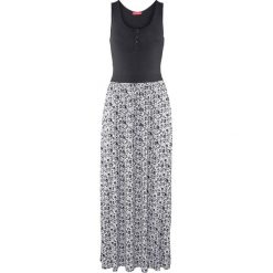 Długa sukienka shirtowa bonprix czarny. Czarne sukienki damskie bonprix, bez wzorów, bez kołnierzyka, bez ramiączek, maxi. Za 59.99 zł.