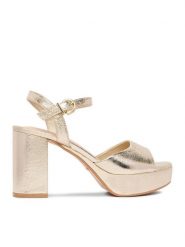 DeeZee Sandały CEO-SF79601 Złoty. Żółte sandały damskie DeeZee, bez wzorów, z materiału, bez obcasa, na słupku, bez zapięcia. Za 139.99 zł.