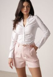 Różowe Eleganckie Szorty z Wysokim Stanem i Wąskim Paskiem z Klamrą Rissarah. Czerwone szorty damskie Born2be, bez wzorów, eleganckie, z podwyższonym stanem. Za 99.99 zł.