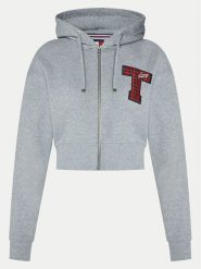 Tommy Jeans Bluza DW0DW20535 Szary Regular Fit. Szare bluzy damskie Tommy Jeans, xxs, bez wzorów, z bawełny, bez ramiączek, bez kaptura. Za 349.99 zł.