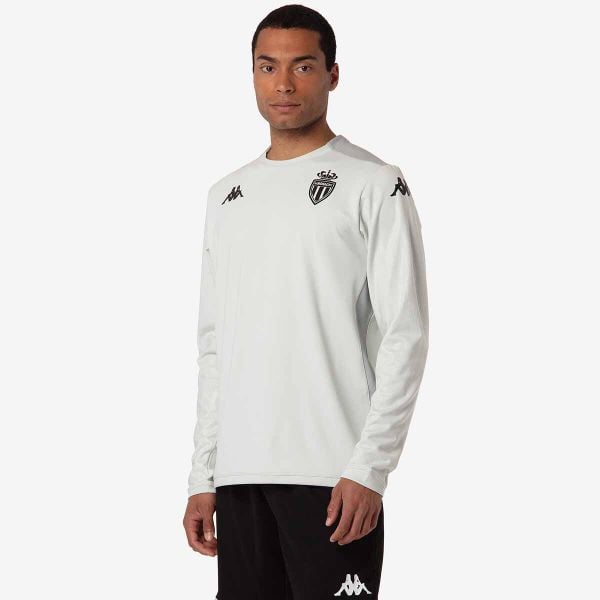 Bluza AS Monaco Aldren Pro 8 2024/25. Szare bluzy męskie Kappa, bez wzorów, sportowe, bez ramiączek, bez kaptura. W wyprzedaży za 207.65 zł.