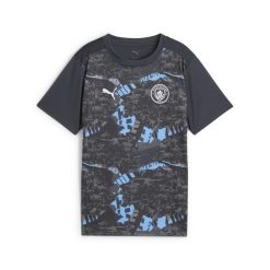 Młodzieżowa koszulka przedmeczowa Manchester City PUMA Strong Gray Cool Light. Szara bluzki damskie Puma, m, bez wzorów, młodzieżowe, bez kołnierzyka, bez ramiączek. W wyprzedaży za 154.00 zł.
