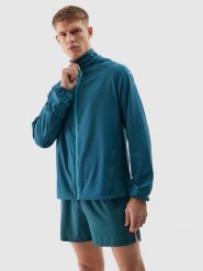 4F Kurtka do biegania Ultralight męska - turkusowa XXL. Niebieskie kurtki sportowe męskie 4F, na lato, m, bez wzorów, z dzianiny, z kapturem, do biegania. W wyprzedaży za 139.99 zł.