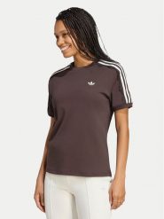 Adidas T-Shirt Lace 3 Stripes LG4261 Brązowy Regular Fit. Brązowe t-shirty damskie Adidas, xs, bez wzorów, z bawełny, bez kołnierzyka, bez ramiączek. Za 179.99 zł.