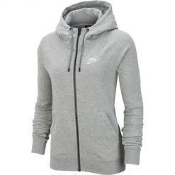 Bluza sportowa damska Nike Wmns Essential FZ Fleece. Szare bluzy damskie Nike, bez wzorów, sportowe, bez ramiączek, z kapturem. Za 387.00 zł.