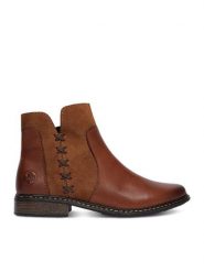 Rieker Botki CEO-Z4951-24 Brązowy. Brązowe botki damskie Rieker, bez wzorów, ze skóry, bez obcasa, na płaskiej podeszwie, bez zapięcia. Za 389.99 zł.