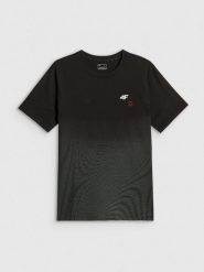 4F T-shirt regular z nadrukiem męski - czarny XXL. Czarne koszulki sportowe męskie 4F, m, bez wzorów, z materiału, bez kołnierzyka, bez ramiączek. Za 89.99 zł.