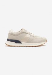 Beżowe Buty Sportowe Sneakersy z Ozdobnym Napisem Zaliadne. Brązowe buty sportowe męskie Born2be, bez wzorów, bez zapięcia. Za 119.99 zł.