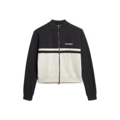 Damska bluza dresowa zapinana na zamek Superdry Athletic Essentials. Czarne bluzy damskie Superdry, m, bez wzorów, z dresówki, klasyczne, bez ramiączek, bez kaptura. Za 281.95 zł.