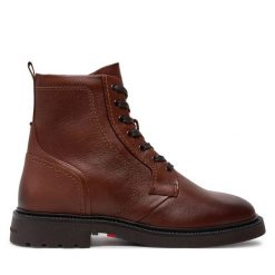 Trzewiki Tommy Hilfiger. Brązowe botki męskie Tommy Hilfiger, bez wzorów, bez obcasa, bez zapięcia. Za 429.99 zł.