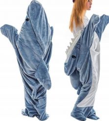 Koc rekin bluza dla dorosłych piżama gruby ciepły śpiwór zimowy XXL. Bluzy damskie Pan i Pani Gadżet, na zimę, xxl, bez wzorów, bez ramiączek, bez kaptura. Za 79.90 zł.