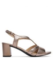 Caprice Sandały 9-28308-46 Złoty. Żółte sandały damskie Caprice, bez wzorów, ze skóry, bez obcasa, na słupku, bez zapięcia. Za 253.99 zł.