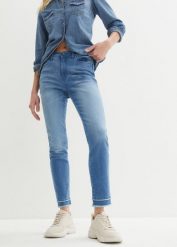 "Dżinsy ze stretchem ""ultra-soft"" 7/8". Niebieskie jeansy damskie bonprix, bez wzorów, z jeansu. Za 129.99 zł.