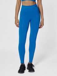 Damskie legginsy bezszwowe z wysokim stanem Hummel Tif. Niebieskie legginsy damskie Hummel, bez wzorów, z materiału. Za 168.00 zł.