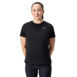 Koszulka Pro Dla Kobiet. Czarne bluzki damskie Speedo, bez wzorów, sportowe, bez kołnierzyka, bez ramiączek. Za 157.99 zł.