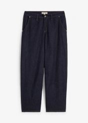 Dżinsy Balloon mid waist, cropped. Niebieskie jeansy damskie bonprix, bez wzorów, z jeansu, krótkie. Za 159.99 zł.