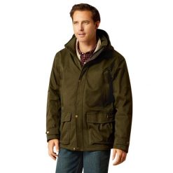 Izolowana parka Ariat Rhodium H2O. Zielone parki męskie Ariat, bez wzorów, sportowe, bez kołnierzyka, bez kaptura. W wyprzedaży za 1,615.90 zł.