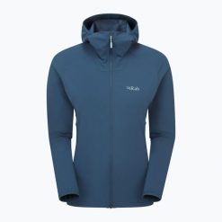 Kurtka softshell damska Rab Borealis Hoody. Niebieskie kurtki sportowe damskie RAB, bez wzorów, z softshellu, bez ramiączek, bez kaptura, trekkingowe. Za 489.99 zł.