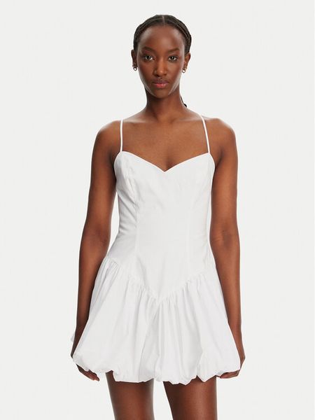 Bardot Sukienka koktajlowa Lissett Poplin 59794DB Biały Slim Fit. Białe sukienki damskie Bardot, bez wzorów, z bawełny, wizytowe, bez kołnierzyka, bez ramiączek. Za 299.99 zł.