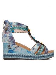 Laura Vita Sandały Fayco 72 Niebieski. Niebieskie sandały damskie Laura Vita, bez wzorów, ze skóry, bez obcasa, na koturnie, bez zapięcia. Za 449.99 zł.