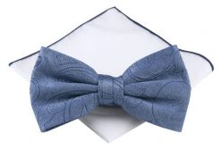 Mucha Męska z Poszetką - Chattier - Niebieska, Delikatny Wzór. Niebieskie krawaty i muchy Chattier, bez wzorów, eleganckie. Za 59.00 zł.