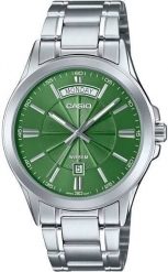 Zegarek Casio Zegarek Męski Casio Collection MTP-1381D-3AVDF Quartz Zielony Stal. Zielone zegarki męskie Casio, bez wzorów, ze stali. Za 236.99 zł.